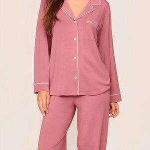 Eberjey Gisele Pajamas PJ Set Pink Berry Modal Large Long Sleeve Top Pants 2-Pc